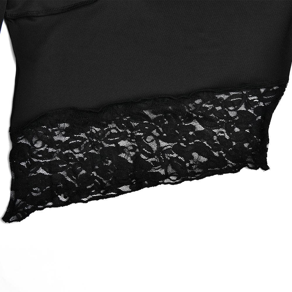 Lace patchwork irregular stitch long sleeve top