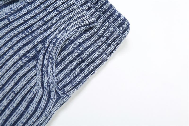 Textured striped contrast halter slit pocket v neck pant set